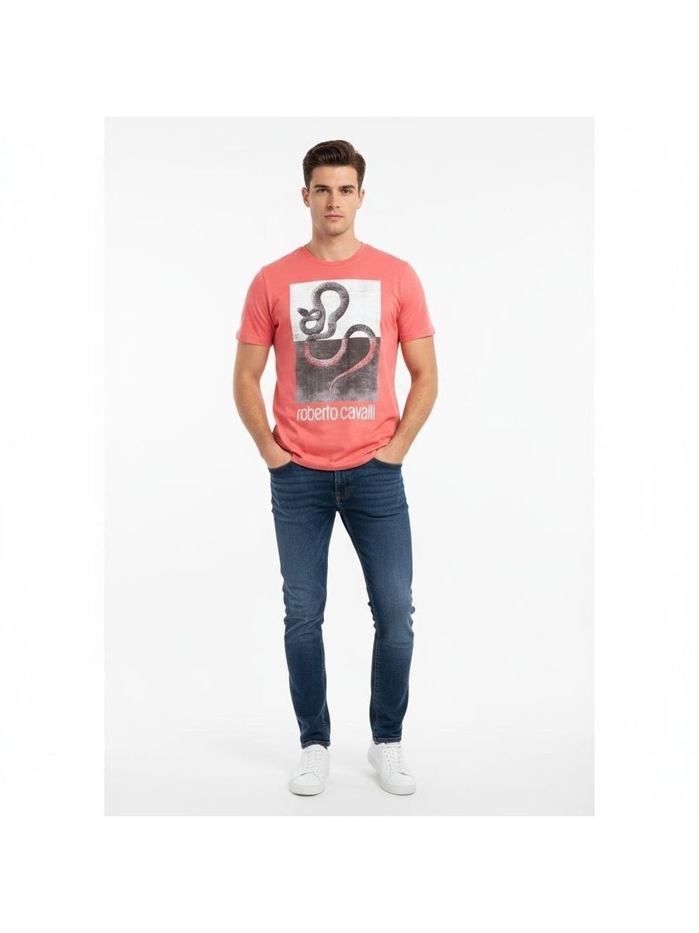 Roberto cavalli red snake tee size XXL
